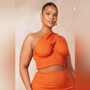 NWT PLT Rust One Shoulder Top sz 14